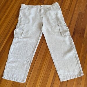 Tommy Bahama Mens Relax 100% Linen Pants Size XL Beige Cargo Pockets Coastal Tan